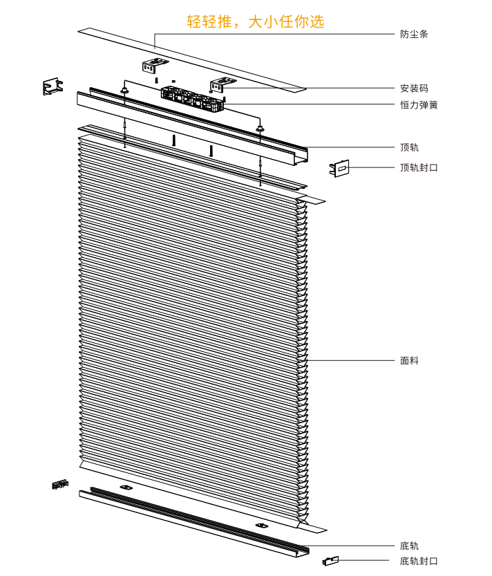 Cordless honeycomb curtain